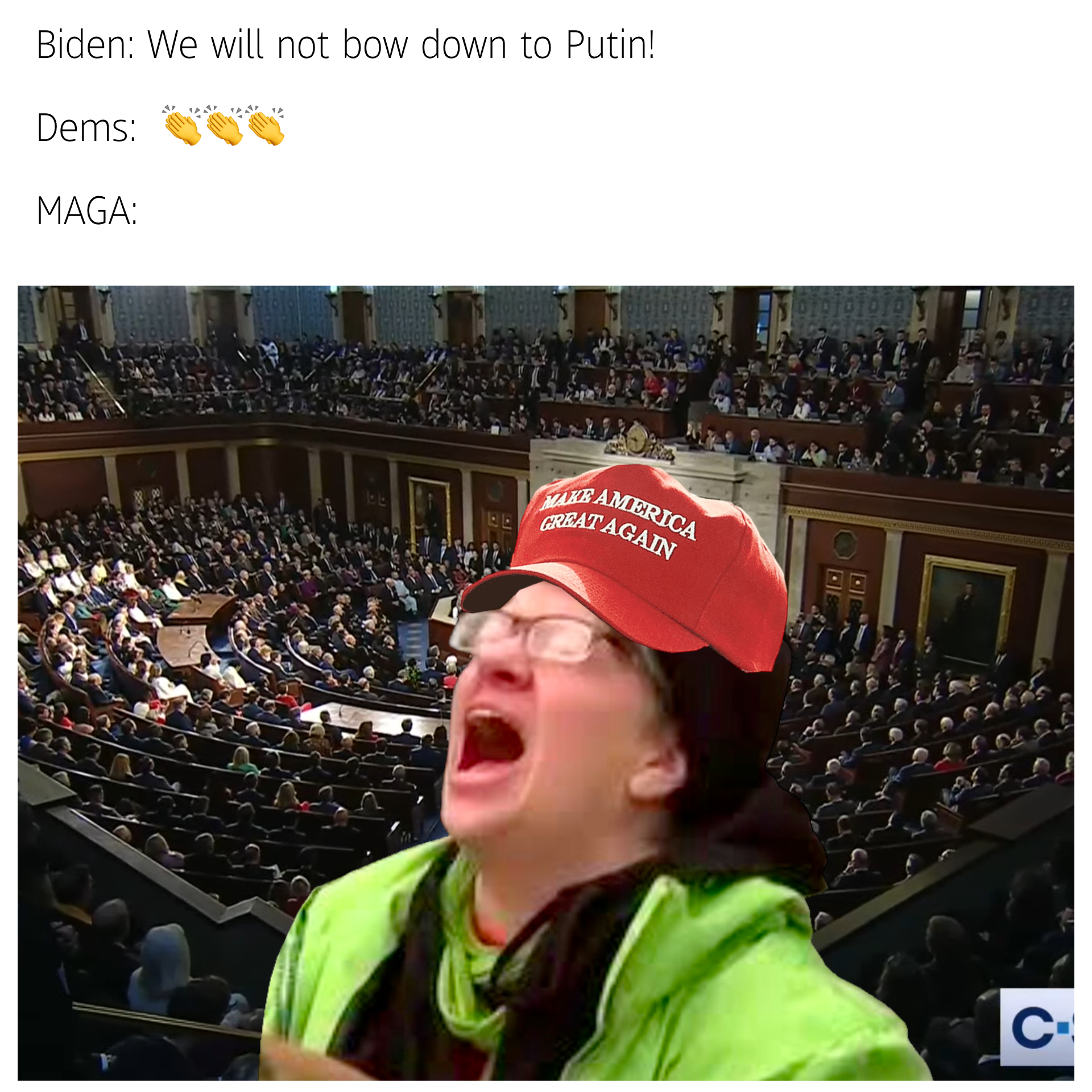 Biden: We will not bow down to Putin! meme