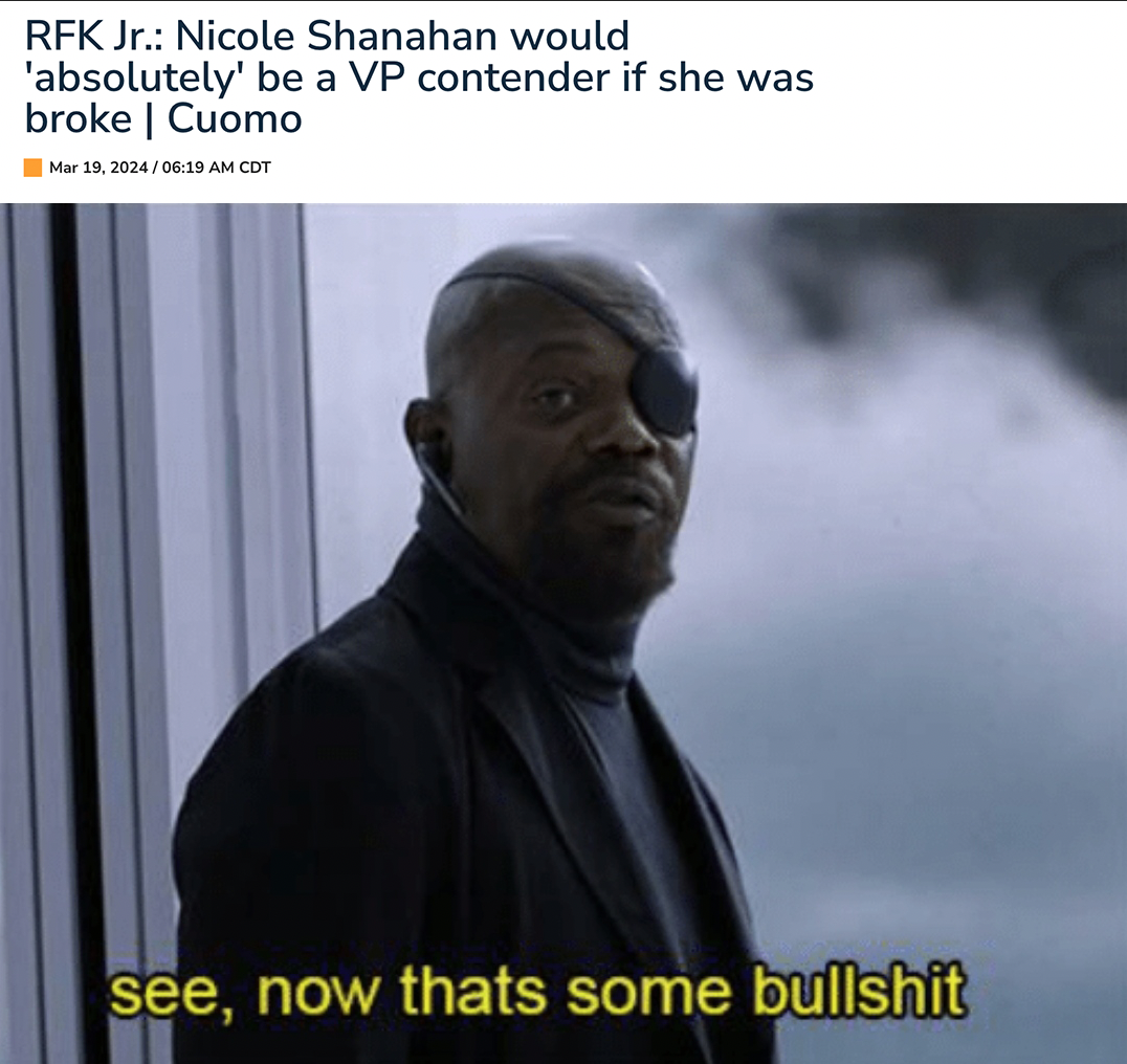 Nicole Shanahan would absolutely be a VP contender if she was broke meme
