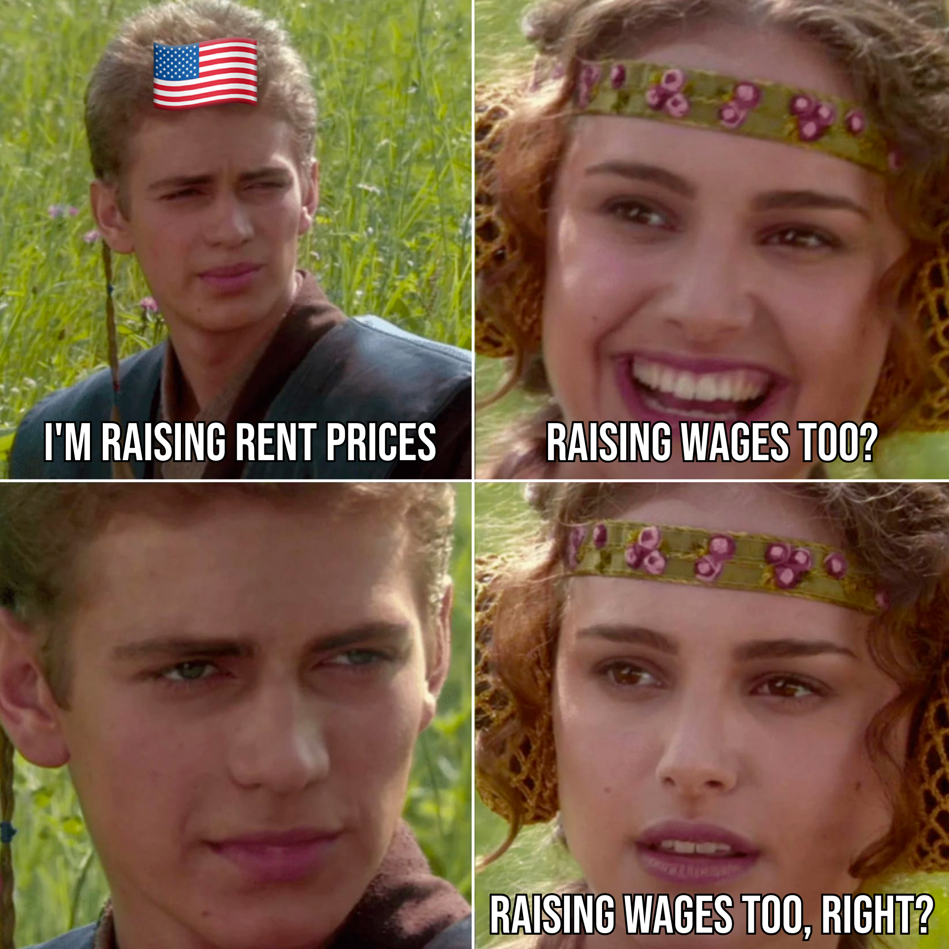 USA raising rent prices but not wages meme