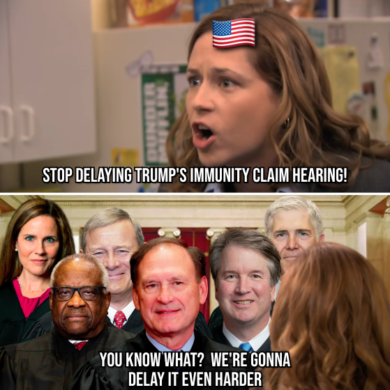 Stop delaying Trump's immunity claim hearing meme