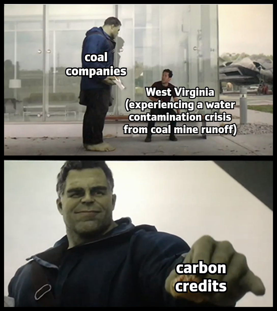 Coal companies giving West Virginia carbon credits meme