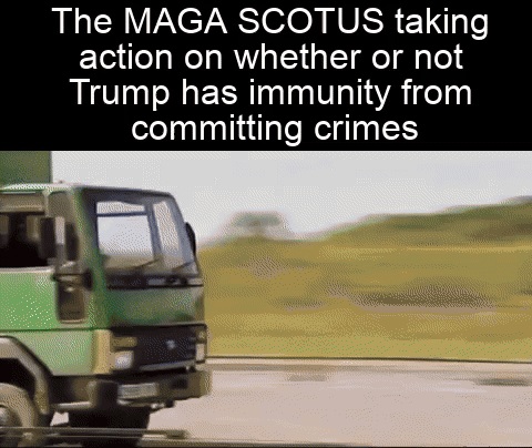 The MAGA SCOTUS taking action on whether or not Trump has immunity from committing crimes motion meme